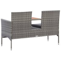Tuinbank Twin 2-zits met tafeltje 143 cm poly rattan grijs