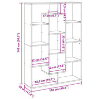 Boekenkast Andy 102x29x143 cm hout zwart - vakkenkast