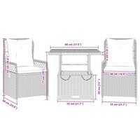 3-delige Tuinset Luxus met kussens poly rattan grijs