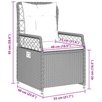 3-delige Tuinset Luxus met kussens poly rattan grijs