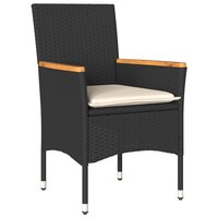 3-delige Tuinset Rasta met kussens poly rattan en acaciahout zwart