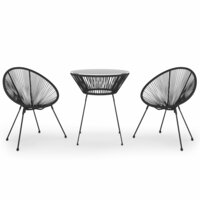 3-delige Tuinset Stylo PVC-rattan zwart