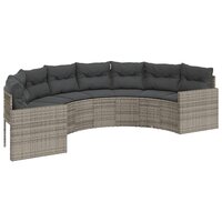 Tuinbank Rondo met kussens halfrond poly rattan grijs