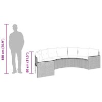 Tuinbank Rondo met kussens halfrond poly rattan grijs