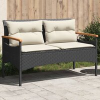 Tuinbank Mezzo met kussens 116x62,5x74 cm poly rattan zwart