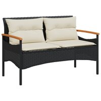 Tuinbank Mezzo met kussens 116x62,5x74 cm poly rattan zwart