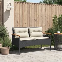 Tuinbank Mezzo met kussens 116x62,5x74 cm poly rattan zwart