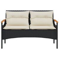 Tuinbank Mezzo met kussens 116x62,5x74 cm poly rattan zwart