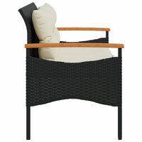 Tuinbank Mezzo met kussens 116x62,5x74 cm poly rattan zwart