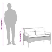 Tuinbank Mezzo met kussens 116x62,5x74 cm poly rattan zwart