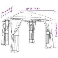 Partytent Prieel zijwanden van gaas en dubbel dak 2,94x2,94 m staal cr&egrave;me