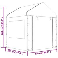 Partytent Prieel met dak 20,07x2,28x2,69 m polyetheen wit
