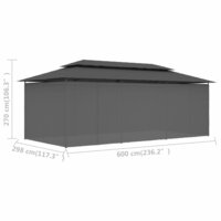 Partytent Prieel met gordijnen 600x298x270 cm antraciet