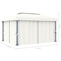 Partytent Prieel met gordijn en LED-lichtslinger 4x3 m cr&egrave;mewit