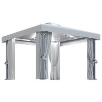 Partytent Prieel met gordijn en LED-lichtslinger 3x3 m cr&egrave;mewit