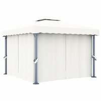 Partytent Prieel met gordijn en LED-lichtslinger 3x3 m cr&egrave;mewit