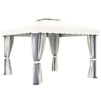 Partytent Prieel met gordijn en LED-lichtslinger 3x3 m cr&egrave;mewit