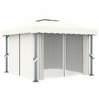 Partytent Prieel met gordijn en LED-lichtslinger 3x3 m cr&egrave;mewit