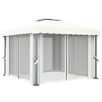 Partytent Prieel met gordijn en LED-lichtslinger 3x3 m cr&egrave;mewit