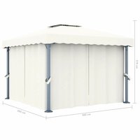 Partytent Prieel met gordijn en LED-lichtslinger 3x3 m cr&egrave;mewit