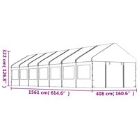 Partytent Prieel met dak 15,61x4,08x3,22 m polyetheen wit
