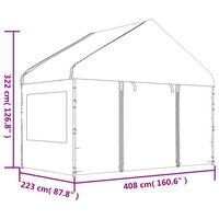 Partytent Prieel met dak 15,61x4,08x3,22 m polyetheen wit
