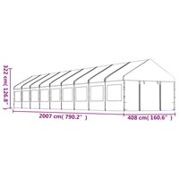 Partytent Prieel met dak 20,07x4,08x3,22 m polyetheen wit