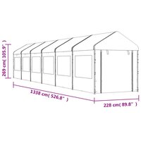 Partytent Prieel met dak 13,38x2,28x2,69 m polyetheen wit