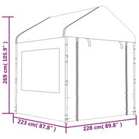 Partytent Prieel met dak 13,38x2,28x2,69 m polyetheen wit