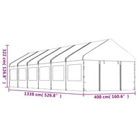 Partytent Prieel met dak 13,38x4,08x3,22 m polyetheen wit