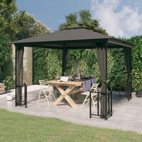 Partytent Prieel met zijwanden en dubbel dak 3x3 m antracietkleurig