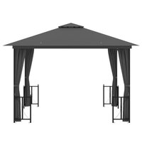 Partytent Prieel met zijwanden en dubbel dak 3x3 m antracietkleurig
