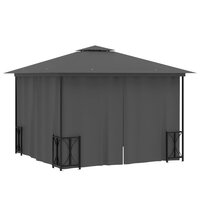 Partytent Prieel met zijwanden en dubbel dak 3x3 m antracietkleurig