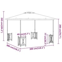 Partytent Prieel met zijwanden en dubbel dak 3x3 m antracietkleurig