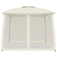 Partytent Prieel zijwanden van gaas en dubbel dak 2,93x2,93 m staal cr&egrave;me