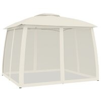 Partytent Prieel zijwanden van gaas en dubbel dak 2,93x2,93 m staal cr&egrave;me