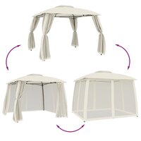 Partytent Prieel zijwanden van gaas en dubbel dak 2,93x2,93 m staal cr&egrave;me