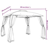 Partytent Prieel zijwanden van gaas en dubbel dak 2,93x2,93 m staal cr&egrave;me