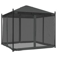 Partytent Prieel met zijwanden van gaas 2,93x2,93m staal antracietkleurig