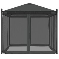 Partytent Prieel met zijwanden van gaas 2,93x2,93m staal antracietkleurig