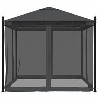Partytent Prieel met zijwanden van gaas 2,93x2,93m staal antracietkleurig