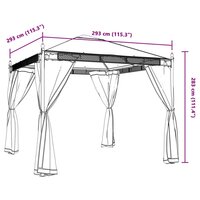 Partytent Prieel met zijwanden van gaas 2,93x2,93m staal antracietkleurig