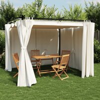 Prieel partytent met gordijnen 3x3 m staal cr&egrave;mekleurig