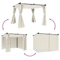 Prieel partytent met gordijnen 3x3 m staal cr&egrave;mekleurig