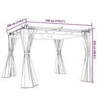 Prieel partytent met gordijnen 3x3 m staal cr&egrave;mekleurig