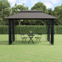 Partytent Prieel met zijwanden 400x300x270 cm staal antracietkleurig