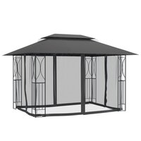 Partytent Prieel met zijwanden 400x300x270 cm staal antracietkleurig