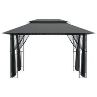 Partytent Prieel met zijwanden 400x300x270 cm staal antracietkleurig
