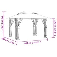 Partytent Prieel met zijwanden 400x300x270 cm staal antracietkleurig