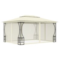 Partytent Prieel met netten 300x400x265 cm cr&egrave;mekleurig
